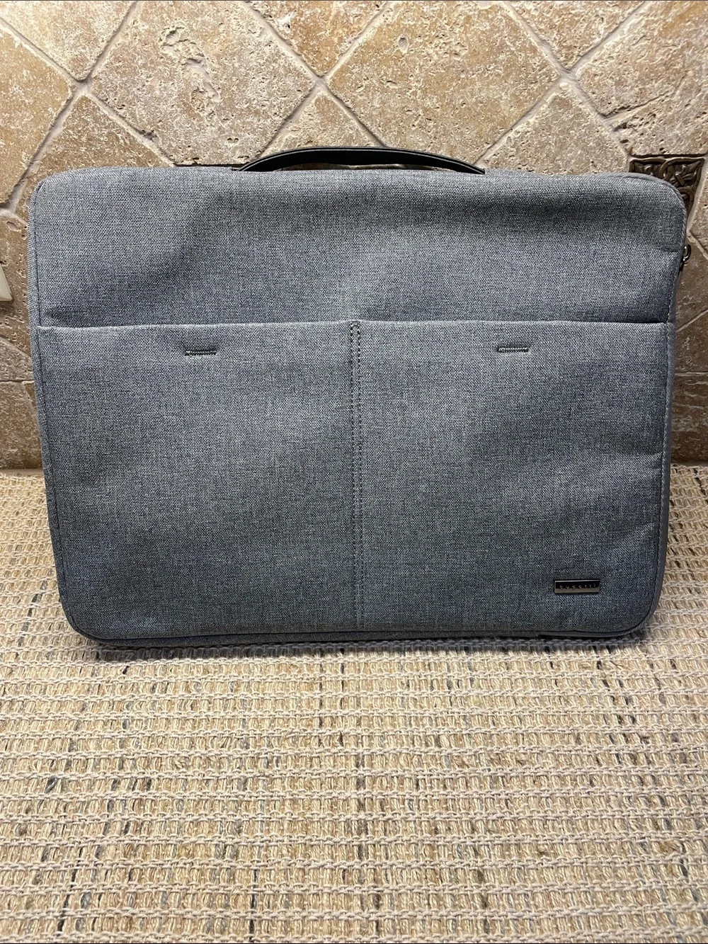 Bugatti Gray Slim Laptop Briefcase with Front Pockets